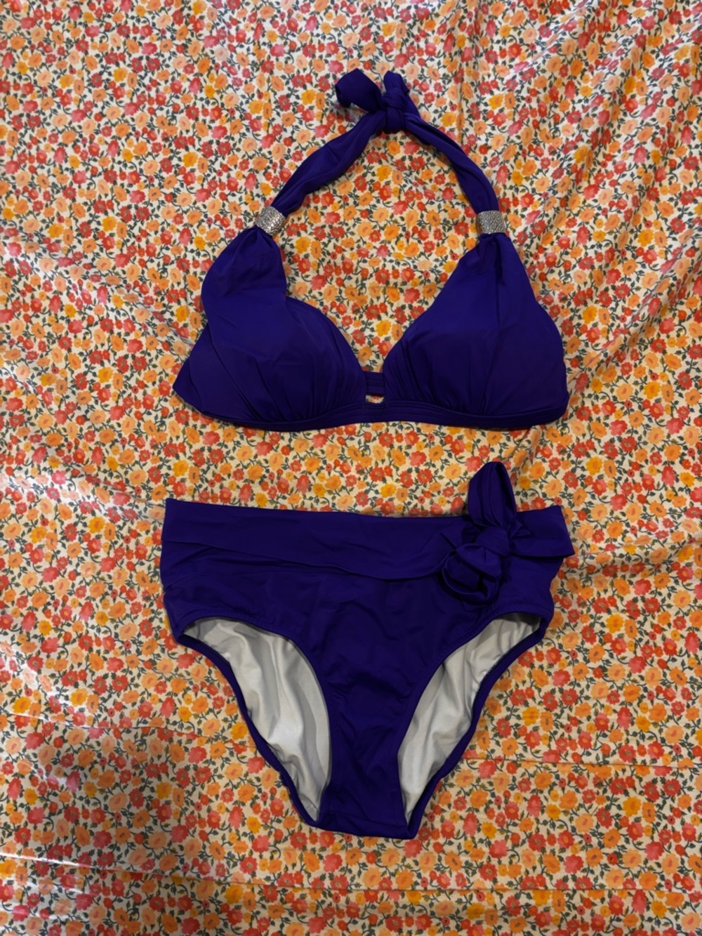 Venue Royal Blue Halter Bikini Set with Decorative Knot